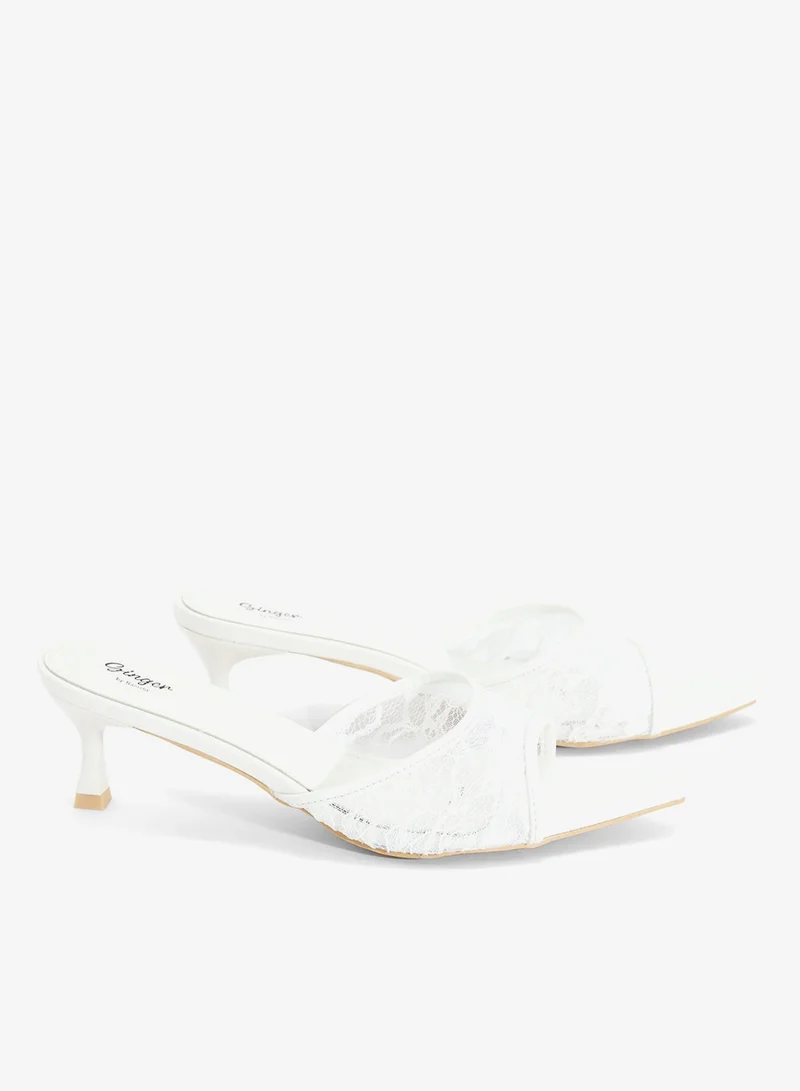 Ginger White Lace Strap Heeled Sandal for Women | Best Price UAE