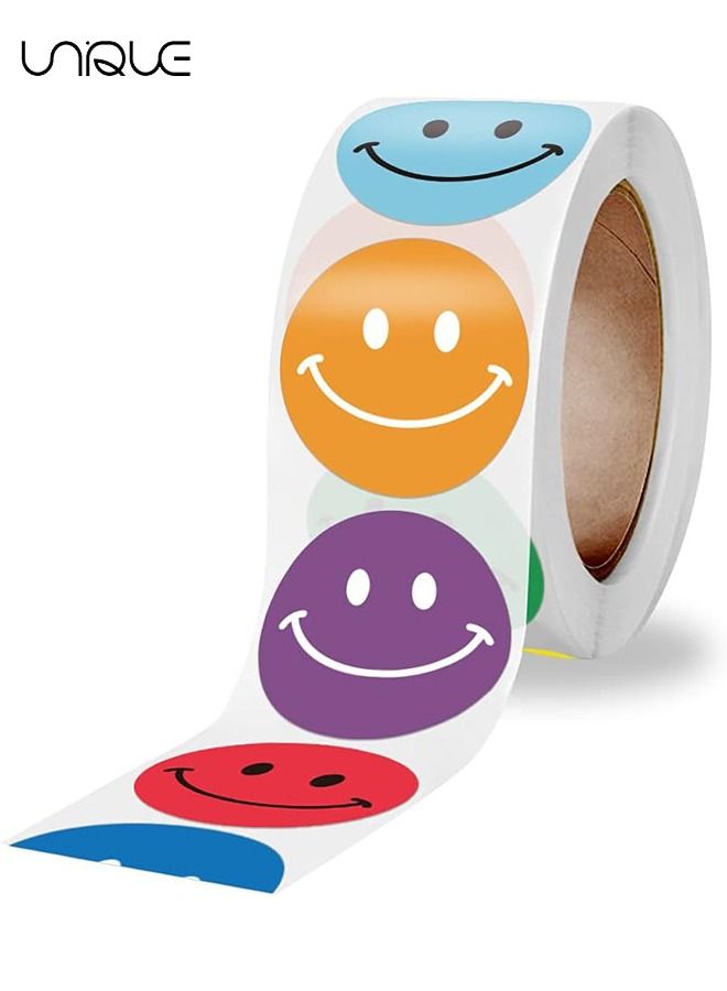 Unique 500 Pcs Reward Stickers for Kids, 1 Inch (2.5cm) Smile Face Stickers Roll, 8 Color Designs Teacher Stickers, Incentive Stickers,Student Incentives Awards, School Stickers for Classroom, Birthday Party - Image 2