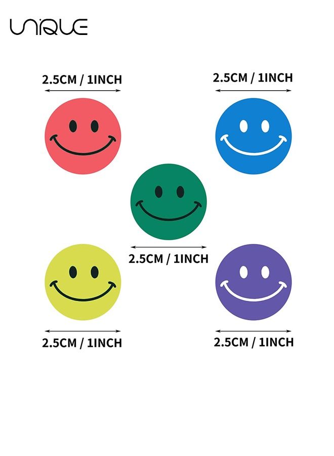 Unique 500 Pcs Reward Stickers for Kids, 1 Inch (2.5cm) Smile Face Stickers Roll, 8 Color Designs Teacher Stickers, Incentive Stickers,Student Incentives Awards, School Stickers for Classroom, Birthday Party - Image 3