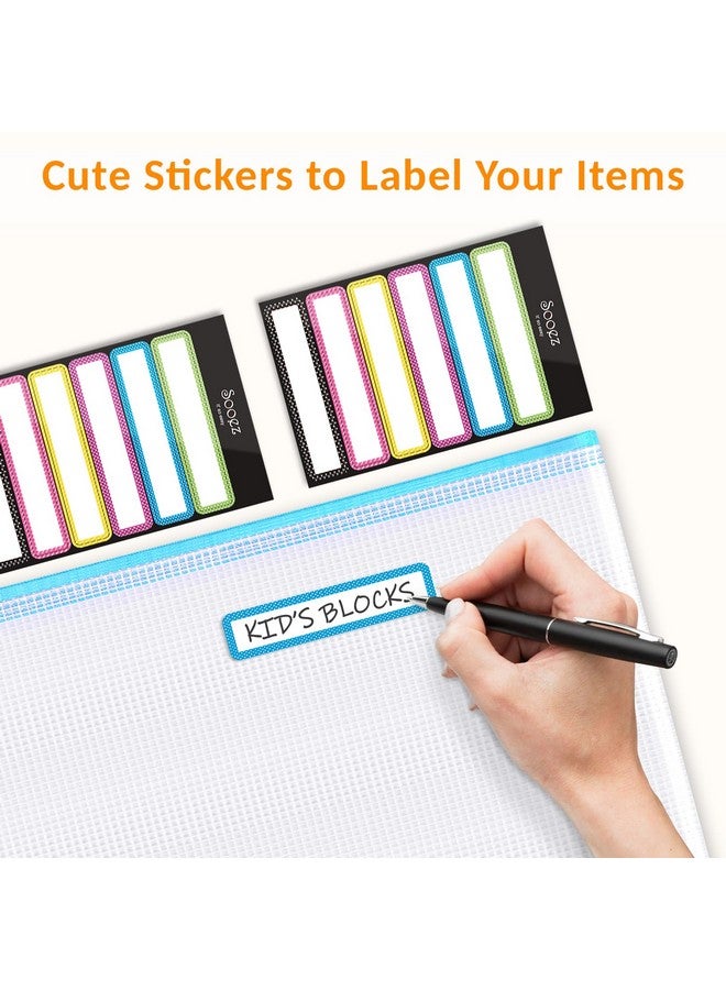 Sooez 24 Pack Mesh Zipper Pouch With Sticky Labels, A4 Size Mesh Bags For Board Game & Puzzles Organizing Storage, Durable Letter Size File Bags For Office Classroom Organization, 12 Assorted Colors  - Image 3