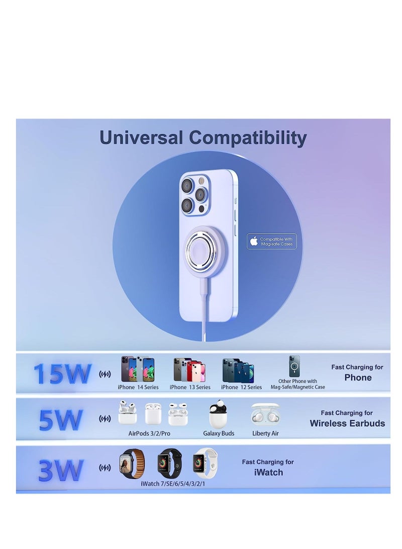 كابتن تيك Magnetic Wireless Charger for iPhone, 3 in 1 Charging Station for Apple Devices, Portable Travel Charger for Multple Devices for iPhone 14/13/12 Series, AirPods, iWatch (Adapter NOT Included) - Image 5