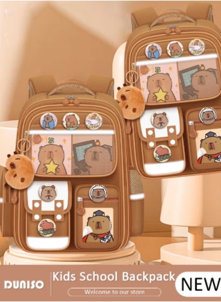 DUNISO Kids' Schoolbag with Cartoon Pattern & Cute Bear, Lightweight and Waterproof - Image 1