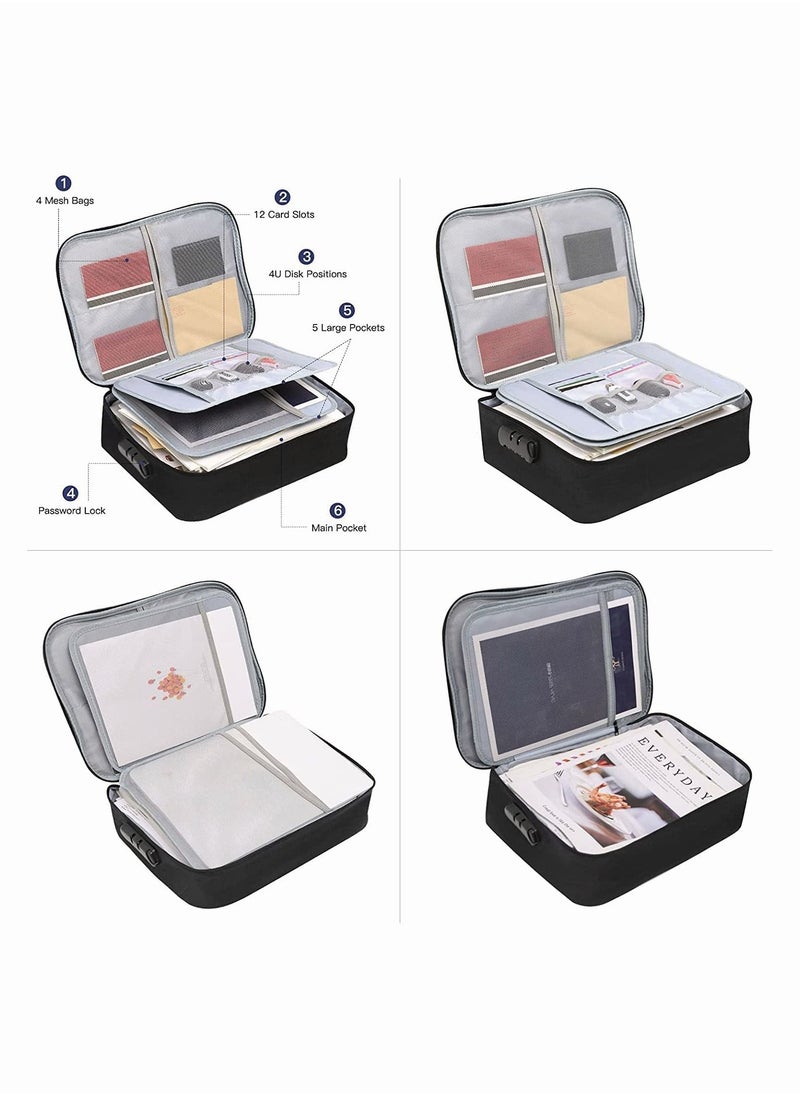 Document Storage Bag 3-Layer Large Space,1Organizer Case with Lock, Filing Organizer for Home Office Travel Laptop,Travel Bag with Separators