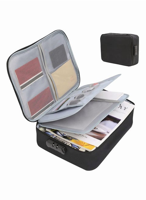 Document Storage Bag 3-Layer Large Space,1Organizer Case with Lock, Filing Organizer for Home Office Travel Laptop,Travel Bag with Separators
