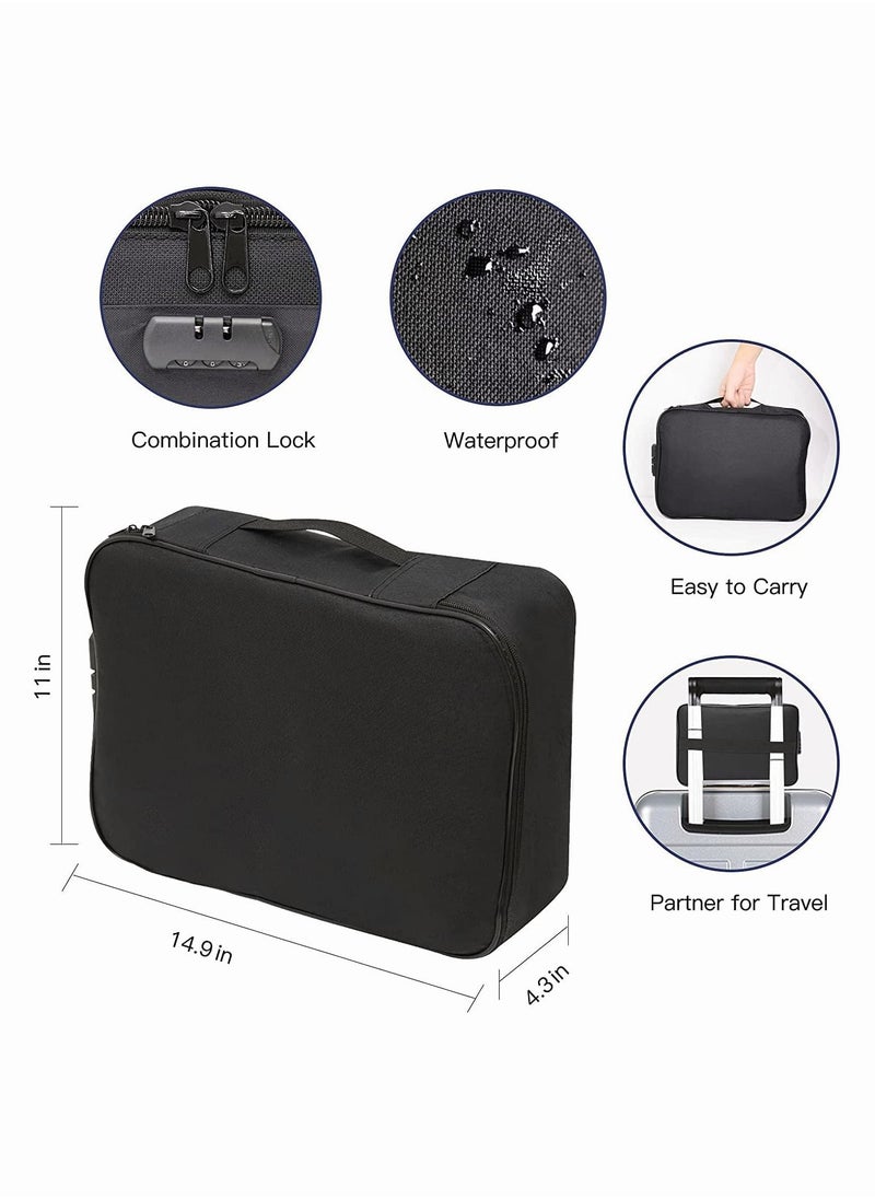 Document Storage Bag 3-Layer Large Space,1Organizer Case with Lock, Filing Organizer for Home Office Travel Laptop,Travel Bag with Separators