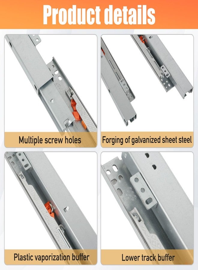 Copgge Undermount Drawer Slide Bottom Mount Pull Out Shelf Slides Full Extension Soft Close Base Mount Slide Out Drawer Track Shelf Slider Rail for Cabinet Tray Kitchen Pantry Drawer Trash Can Hardware - Image 5