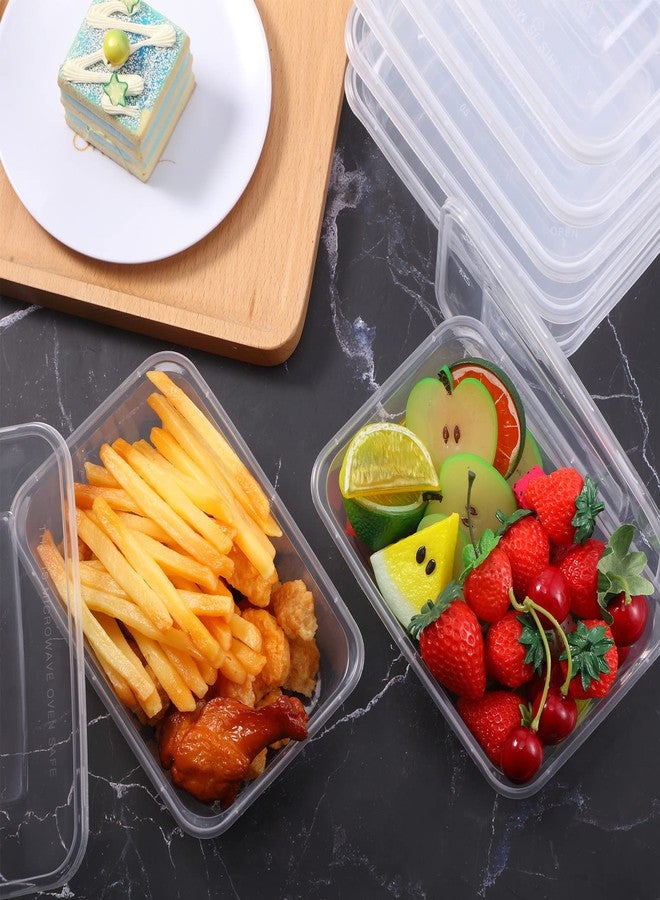 Sawysine 100 Pcs Plastic Meal Prep Containers Food Storage Containers Reusable Lunch Bowls with Lid Stackable Disposable Lunch Boxes 1 Compartment Bento Box(Clear,22 oz) - Image 2