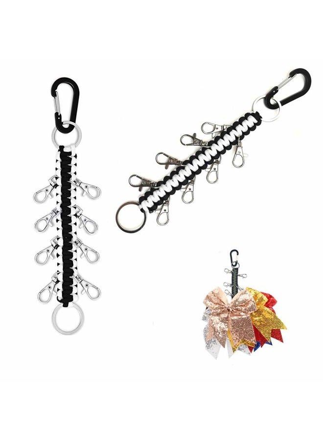Dodxiaobeul 10 Inch Handmade Cheer Bows Holder 2 Pack & 16 Lobster Clasp (Black & White) - Image 1