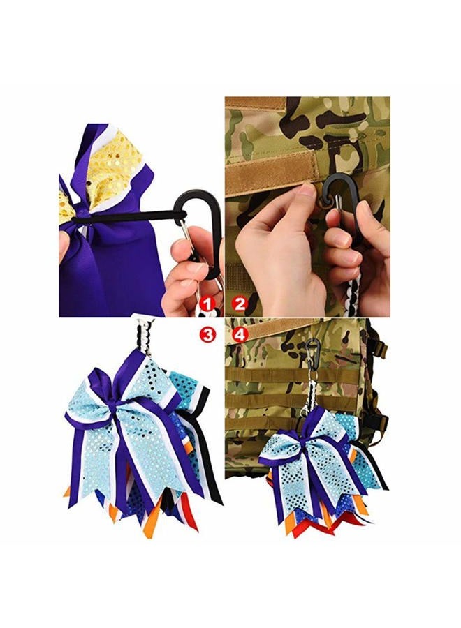 Dodxiaobeul 10 Inch Handmade Cheer Bows Holder 2 Pack & 16 Lobster Clasp (Black & White) - Image 5