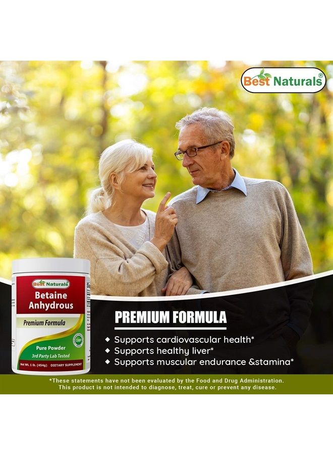 Best Naturals بيتاين أنهدروس تريميثيل غليسين (TMG) مسحوق نقي 1 رطل (1 LB (عبوة من 1)) - Image 3