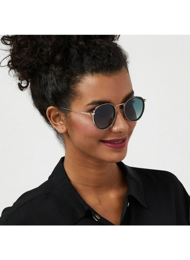 30Sundays MOD SQUAD Women Green Sunglasses - Frame Material: Metal + Acetate - Lens Color: Green- Frame Color: Rose Gold - Full Rim - Image 5