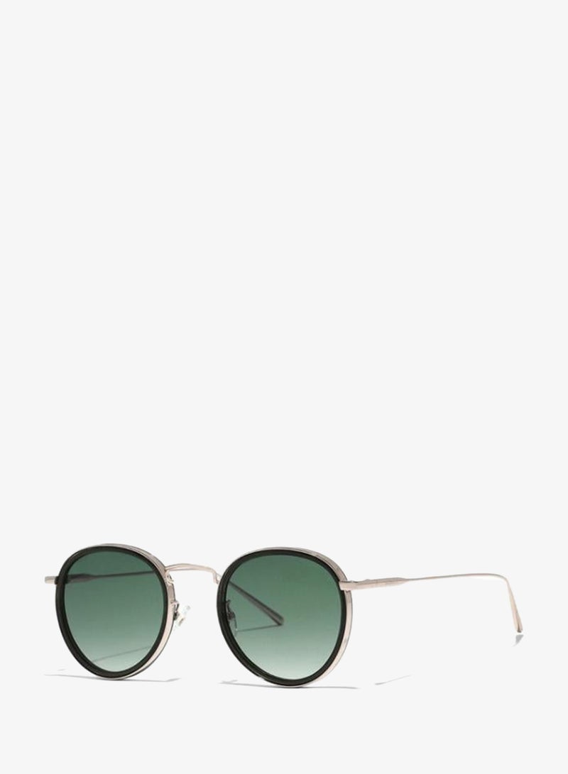 30Sundays MOD SQUAD Women Green Sunglasses - Frame Material: Metal + Acetate - Lens Color: Green- Frame Color: Rose Gold - Full Rim - Image 2