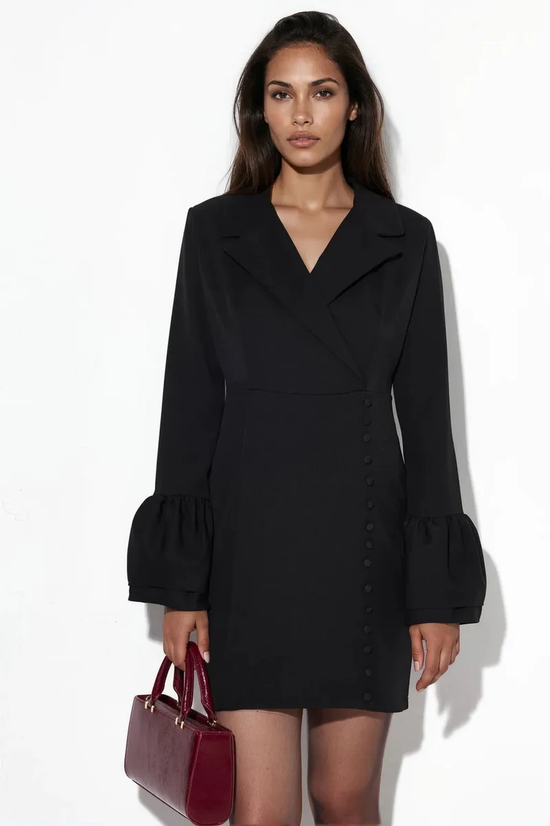 Jennyfer Fitted Mini Dress With V-neck And Buttons