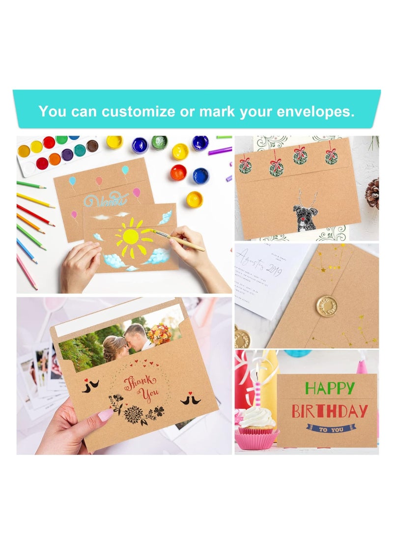 50Pcs Brown Kraft Envelopes, 5x7 Envelopes for Invitations, A7 Invitation Envelopes, Card Envelopes, for Personalize Gift Cards, Wedding, Baby Shower, Birthday Party - Image 3