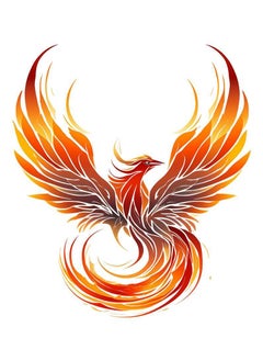 Dopetattoo 6 Sheets Temporary Fake Tattoos for Men Adults Flying Phoenix Fire Bird Abstract Rising Wing Temporary Fake Tattoo for Women Neck Arm Chest for Woman 