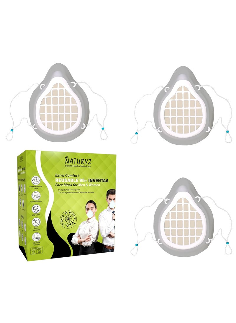 NATURYZ Naturyz Extra Comfort Reusable 95 Inventaa Face Mask for Men Women with 5 Extra Replaceable Filters  - Image 1