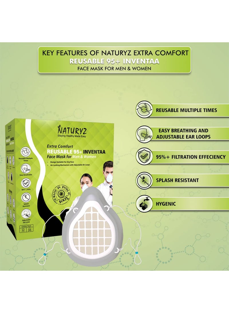 NATURYZ Naturyz Extra Comfort Reusable 95 Inventaa Face Mask for Men Women with 5 Extra Replaceable Filters  - Image 4