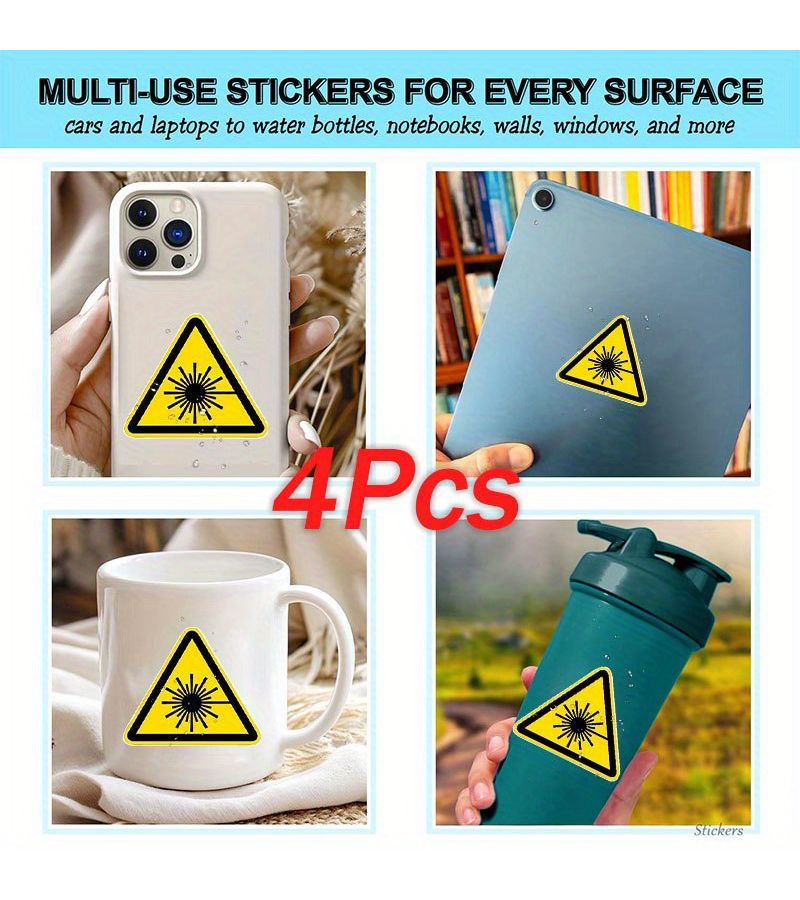 4pcs ISO 7010 W004 Laser Beam Warning Signs Breathable Vinyl Stickers - Image 5