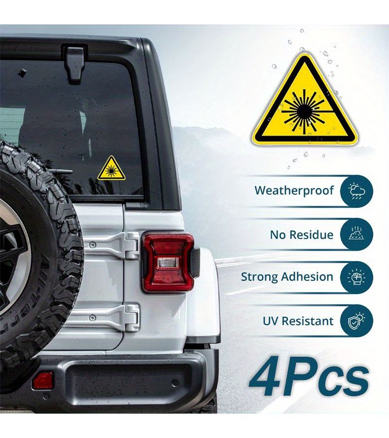 4pcs ISO 7010 W004 Laser Beam Warning Signs Breathable Vinyl Stickers - Image 4
