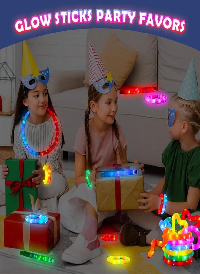 Abley's Light Up Pop Tubes for Toddlers - 5 Pcs, Light Up Pop Tubes Toys Gifts for Kids, Glow Sticks Party Favors, LED Bracelets Necklaces Accessories for Children | 19 cm | Stretchable Upto 50 cm - Image 5
