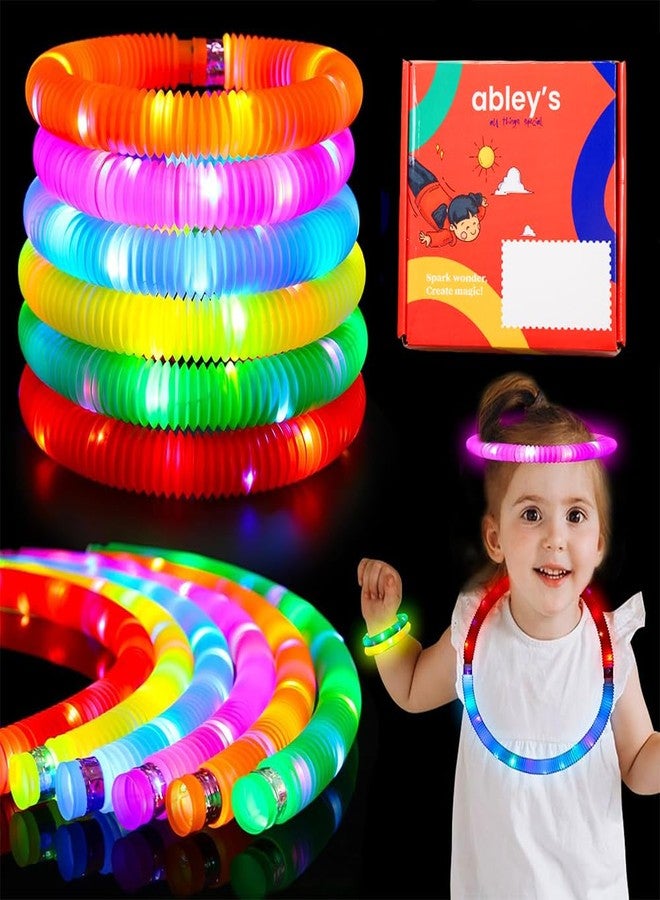 Abley's Light Up Pop Tubes for Toddlers - 5 Pcs, Light Up Pop Tubes Toys Gifts for Kids, Glow Sticks Party Favors, LED Bracelets Necklaces Accessories for Children | 19 cm | Stretchable Upto 50 cm - Image 1