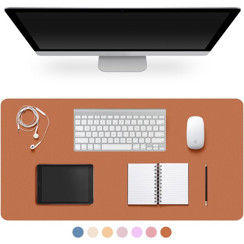 CADONO Leather Desk Pad Protector,Non-Slip Desk Pad,on-Slip PU Leather Large Mouse Pad,Easy Clean Desk Protecor Mat,Writing Pad for Office Work/Home/Decor(Brown, 23.6" x 13.7") - Image 1