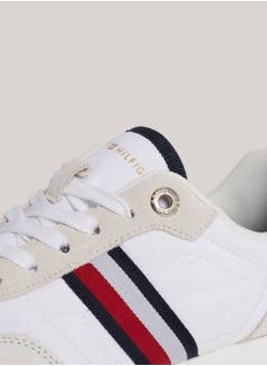 TOMMY HILFIGER Women's Global Stripe Essential Suede Trainers -  Suede upper, White  - Image 4
