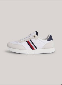 TOMMY HILFIGER Women's Global Stripe Essential Suede Trainers -  Suede upper, White  - Image 5