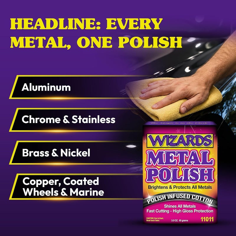 Wizards Metal Polish Cloth - Automotive Detailing for Aluminum, Chrome & Stainless Steel - Image 5