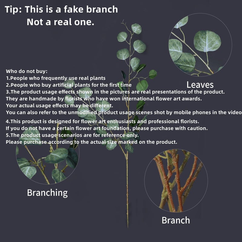 Melorca&Guilla Artificial Plants,6PCS 43.3" Faux Eucalyptus Stems Faux Branches for Vase,Greenery Stems for Shop Garden Office Home DÃ©cor - Image 4