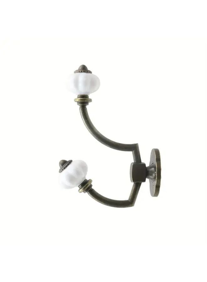 2pcs Vintage Pumpkin Coat Hooks Bronze White Zinc Alloy Wall Mounted Organizer - Image 5