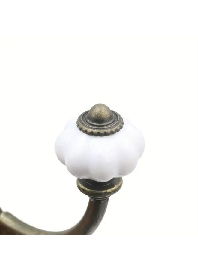 2pcs Vintage Pumpkin Coat Hooks Bronze White Zinc Alloy Wall Mounted Organizer - Image 3