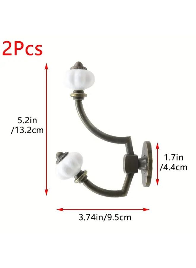 2pcs Vintage Pumpkin Coat Hooks Bronze White Zinc Alloy Wall Mounted Organizer - Image 4