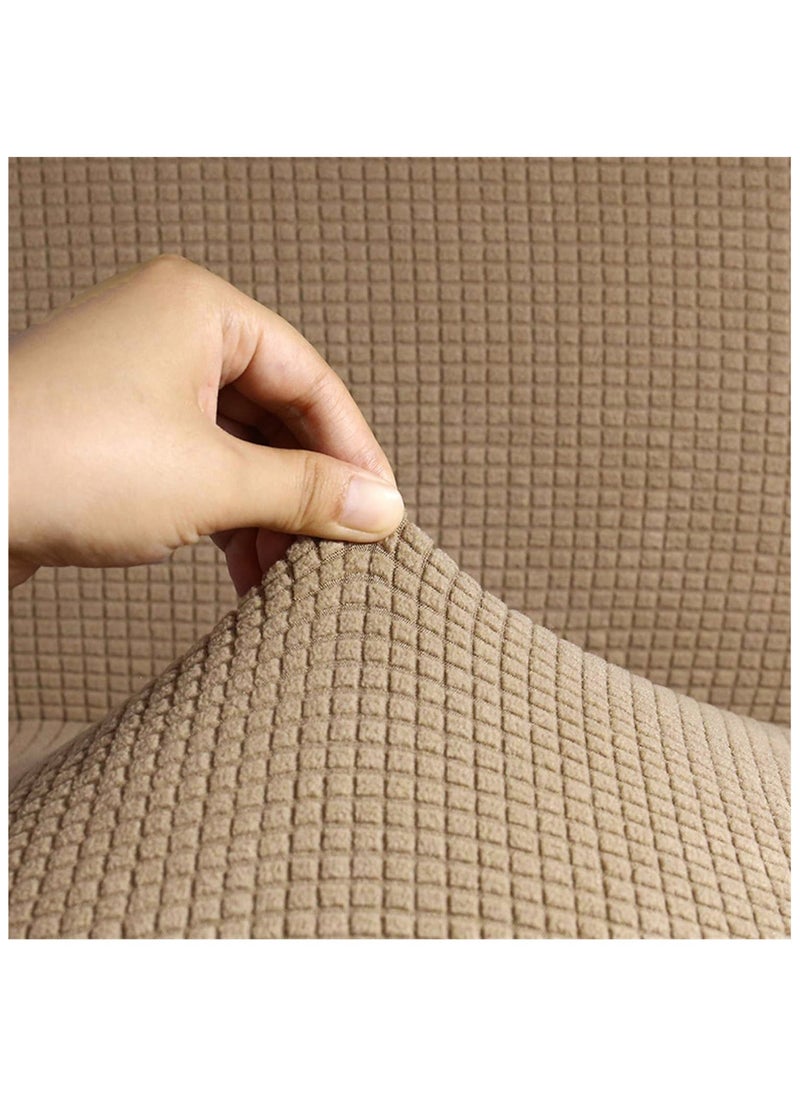 Fabienne Stretch Fit 4-Seater Sofa Cover Soft Brushed Fabric Couch Cover Exquisitely Full Coverage Furniture Protector Slipcover Four Seater Fits on Standard and Recliner Sofa 235-300cm Size Sand Beige  - Image 3