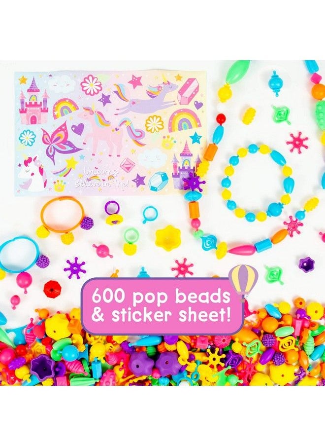 Just My Style - Make & Believe Unicorn Pop Beads 500+ Snaptogether Diy Bead Kit For Girls Jewelry Set Great Travel & On The Go Activity For Kids Ages 4 5 6 7 8 - Image 1