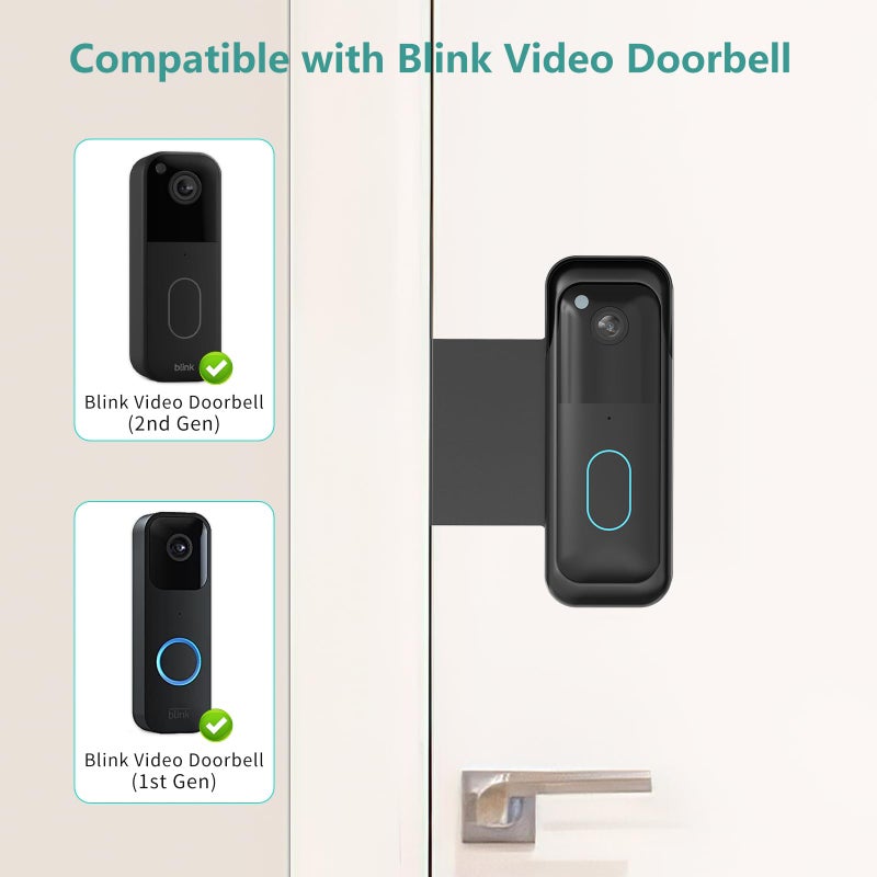 Pefecon No-Drill Blink Doorbell Mount, Anti-Theft Door Mount for All-new Blink Doorbell Camera, Quick Install Doorbell Kits Ideal for Rental Apartments, No Sensor Blockage, Black - Image 2
