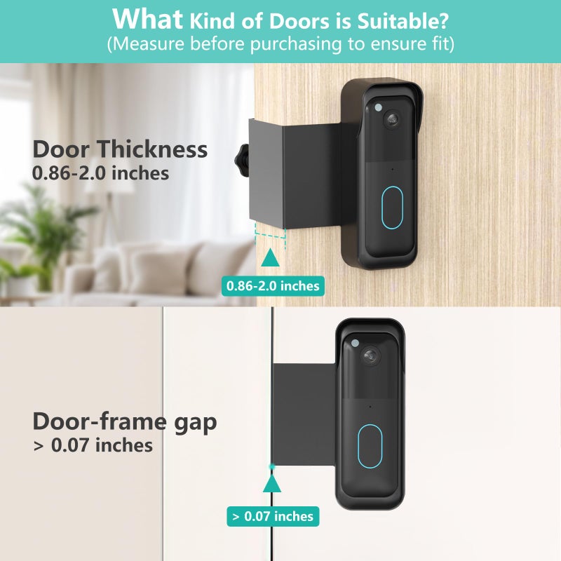 Pefecon No-Drill Blink Doorbell Mount, Anti-Theft Door Mount for All-new Blink Doorbell Camera, Quick Install Doorbell Kits Ideal for Rental Apartments, No Sensor Blockage, Black - Image 4