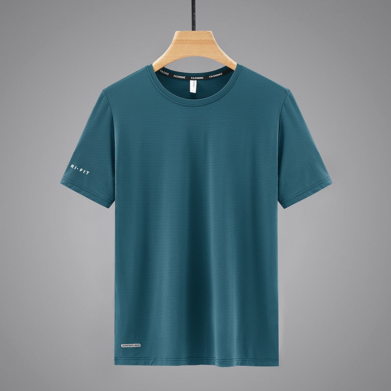Ice Silk Short-sleeved T-shirt Men's Mercerized Cotton Thin Trendy Casual Quick-drying Couple's T-shirt Fixed Printing Advertising logo Group t - Image 1