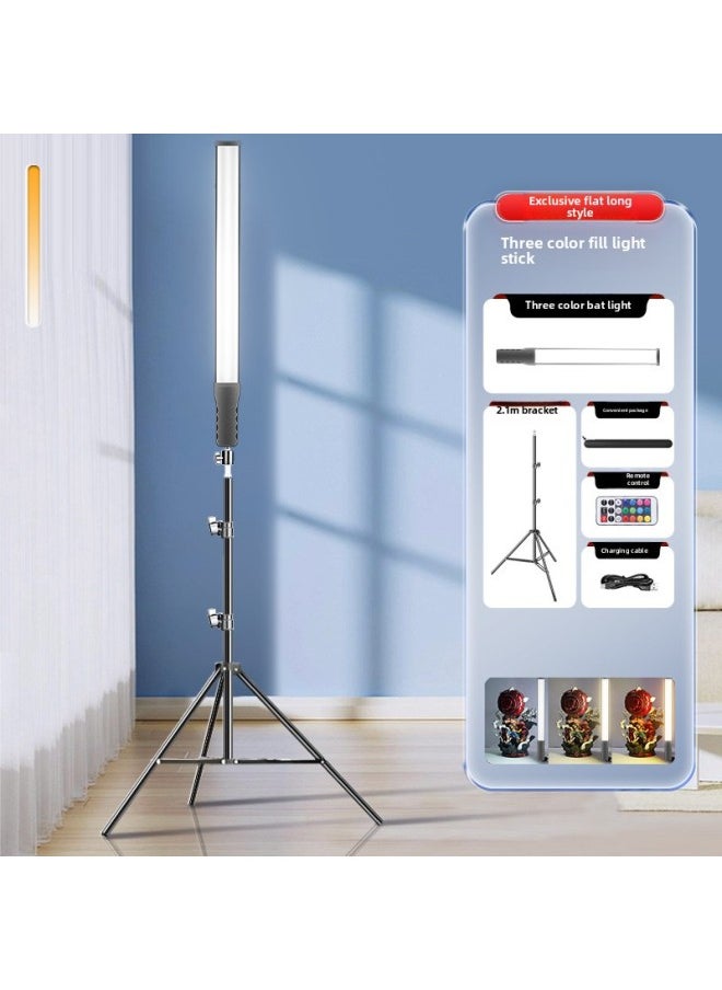 Generic Rgb Photography Fill Light Handheld Led Fill Light Rod Outside Shot Light Indoor And Outdoor Night Scene Color Video Portable-Specifications:[exclusive☆16500lm] Three-color Fill Light Stick + 2m Light Stand + Remote Control + Free Carrying Bag  - Image 1