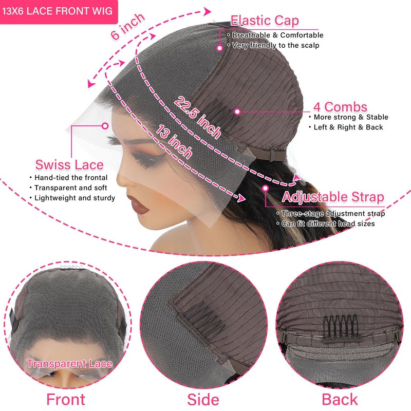 Juvid Balayage Wig Human Hair 13X6 HD Ombre Lace Front 200% Density FB/27 Body Wave Highlight Glueless Wig Pre Plucked Black and Honey Blonde Wigs for Black Women 26inch - Image 5