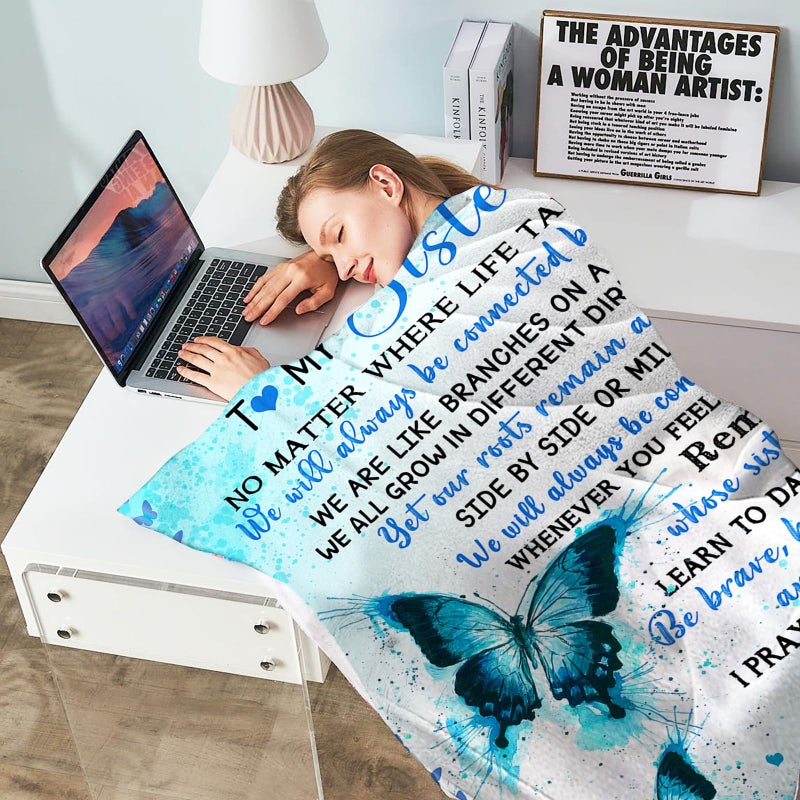 Nahjiiem Sister Gifts Blanket to Sister Birthday Gifts from Sister, Best Sister Ever Gifts, Gifts for Sister Graduation Mother's Day Ideas Throw Blanket 60 * 80in - Image 3