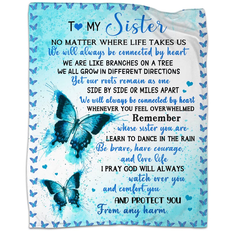 Nahjiiem Sister Gifts Blanket to Sister Birthday Gifts from Sister, Best Sister Ever Gifts, Gifts for Sister Graduation Mother's Day Ideas Throw Blanket 60 * 80in - Image 1