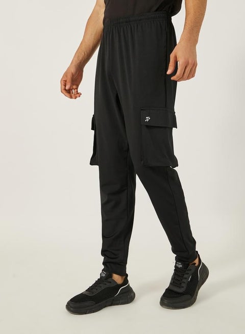 بنطلون رياضي كارغو بقصة ضيقة ونسيج مطاطي