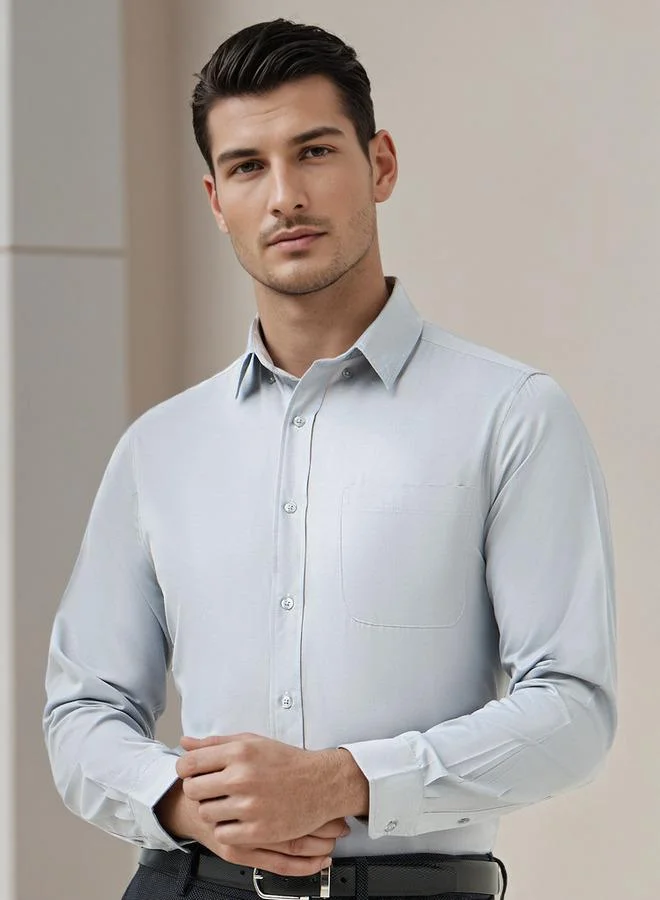 سبلاش فيڤ قميص رجالي بأزرار وياقة كلاسيكية وأكمام طويلة سادة