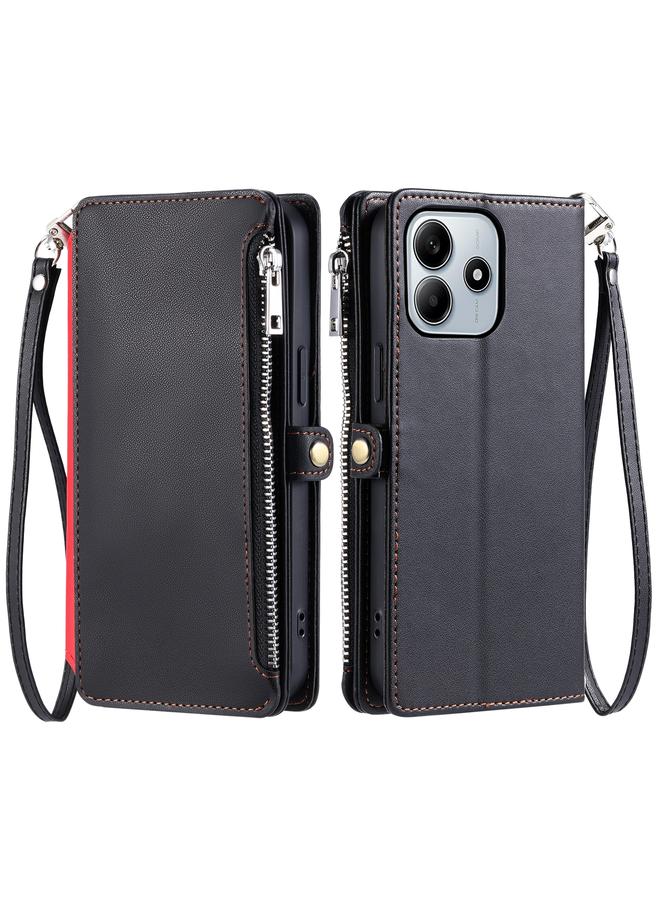 Case For Xiaomi Redmi Note 14 5G Leather Stitching Multi-card Slot Zipper Phone Case