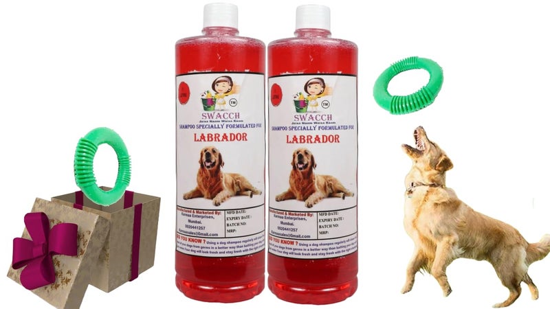 swacch Shampoo | Puppy Safe Shampoo | PH Balanced | Labrador Dog Shampoo 1 Litre Pack of 2 Jasmine + | O PVC Ring Rubber Chew Toy | Teething Chew Toy I Dental Teething I Durable I Combo Pack - Image 1