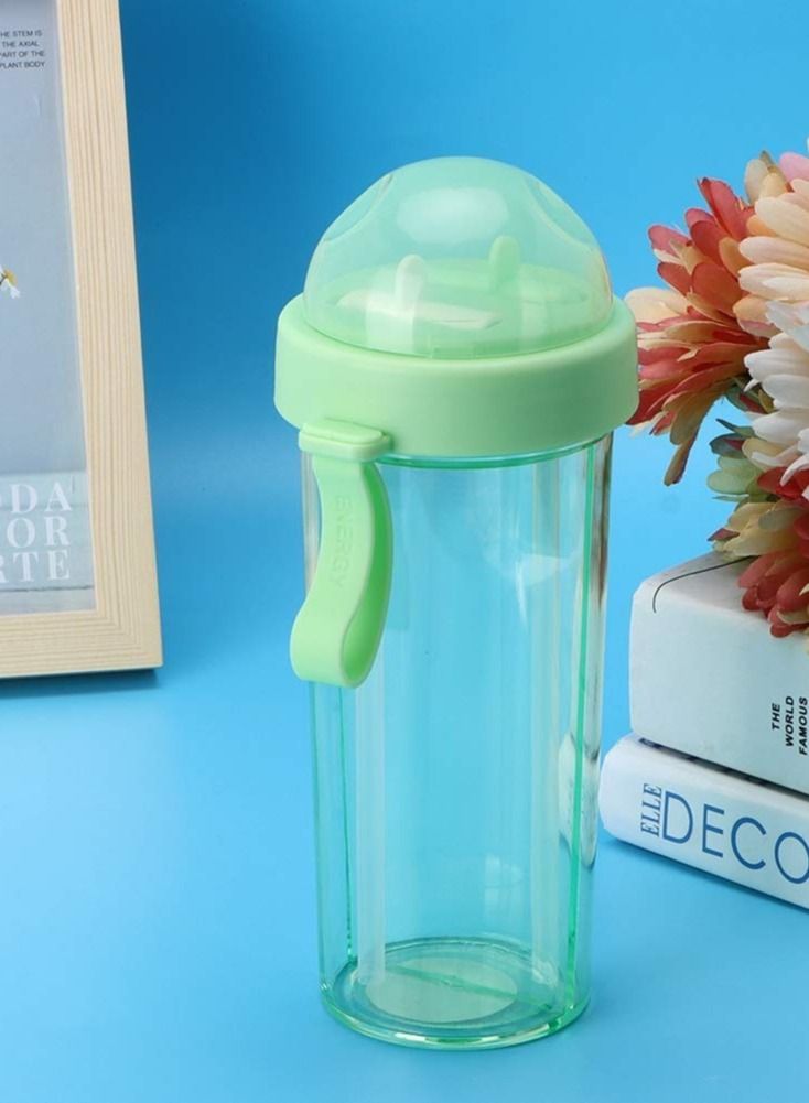 SYOSI Water Bottle 21oz, Portable Dual-Use Drink Cup Travel Sport Water Bottle Water Cup with 2 Straw for Home Outdoor Camping Cycling - Image 3