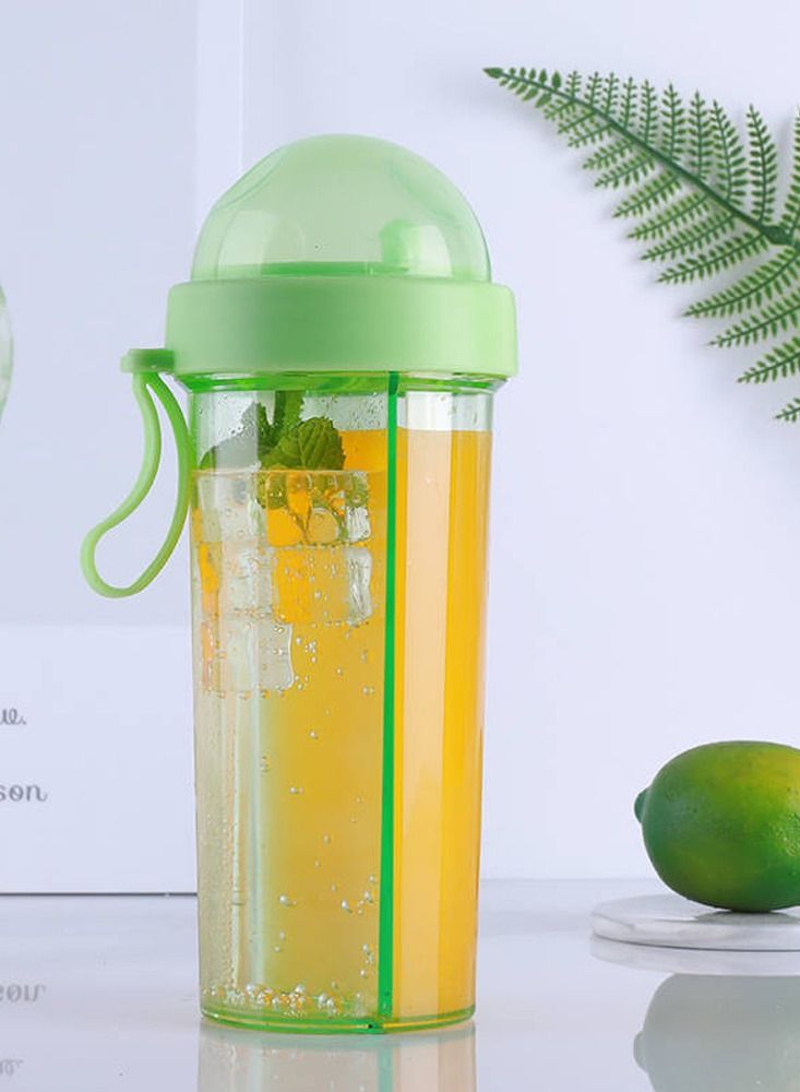 SYOSI Water Bottle 21oz, Portable Dual-Use Drink Cup Travel Sport Water Bottle Water Cup with 2 Straw for Home Outdoor Camping Cycling - Image 1