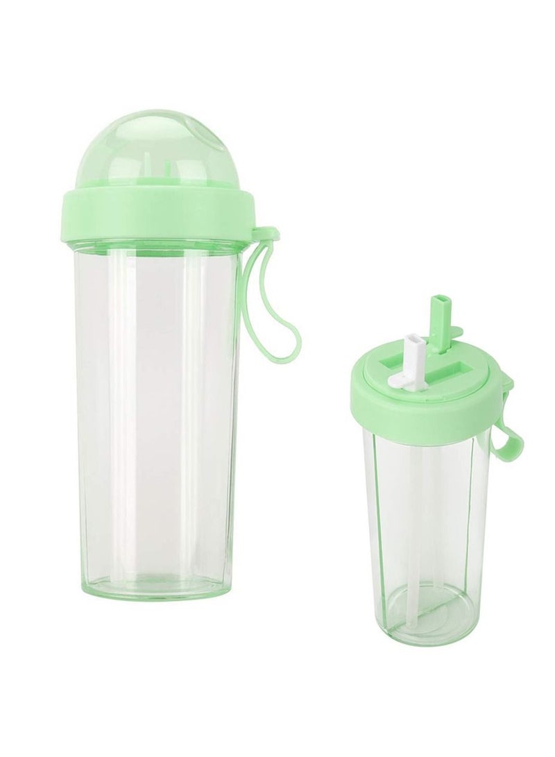 SYOSI Water Bottle 21oz, Portable Dual-Use Drink Cup Travel Sport Water Bottle Water Cup with 2 Straw for Home Outdoor Camping Cycling - Image 5