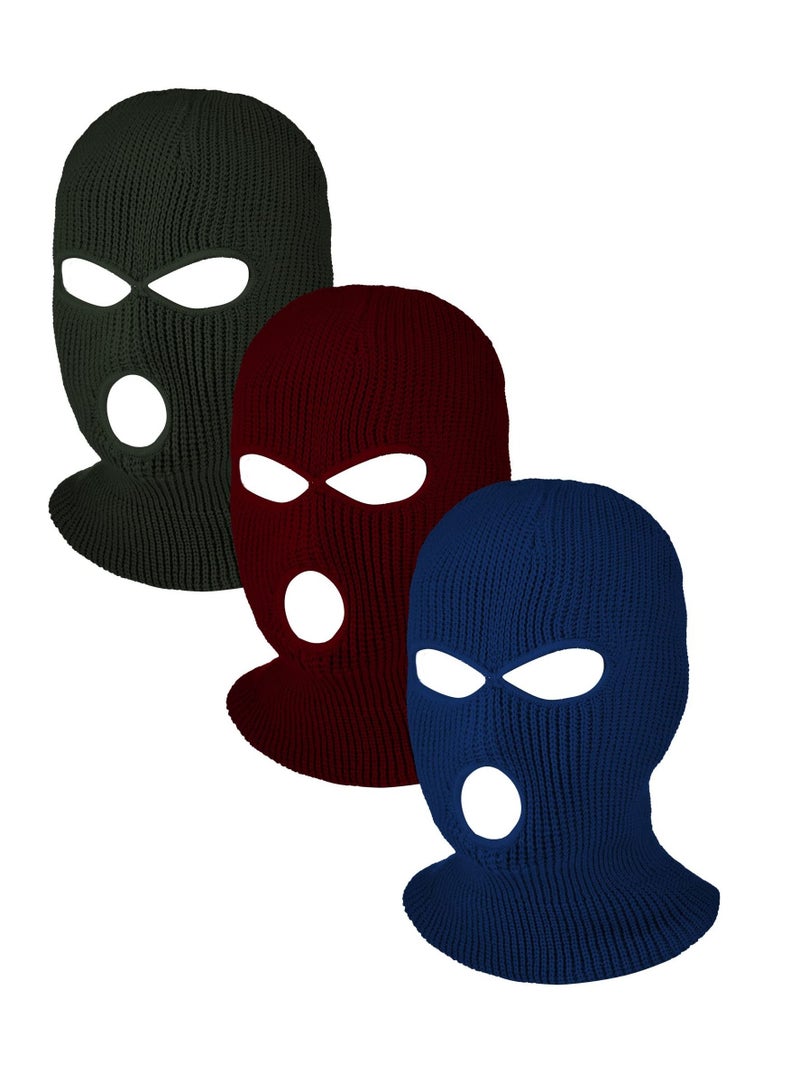 SYOSI 3-Hole Full Face Cover Winter Outdoor Sport Knitted Face Cover Ski Adult Balaclava Headwrap Full Face Mask Motorcycle Cycling Snowboard Gear for Outdoor Sports for Men Women  - Image 1